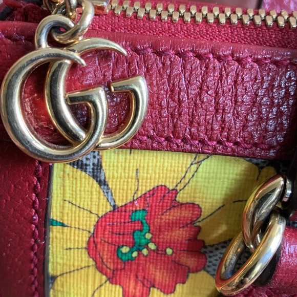 GUCCI GG Supreme Monogram Flora Web Small Ophidia Tote Bag Red - Picture 4 of 17